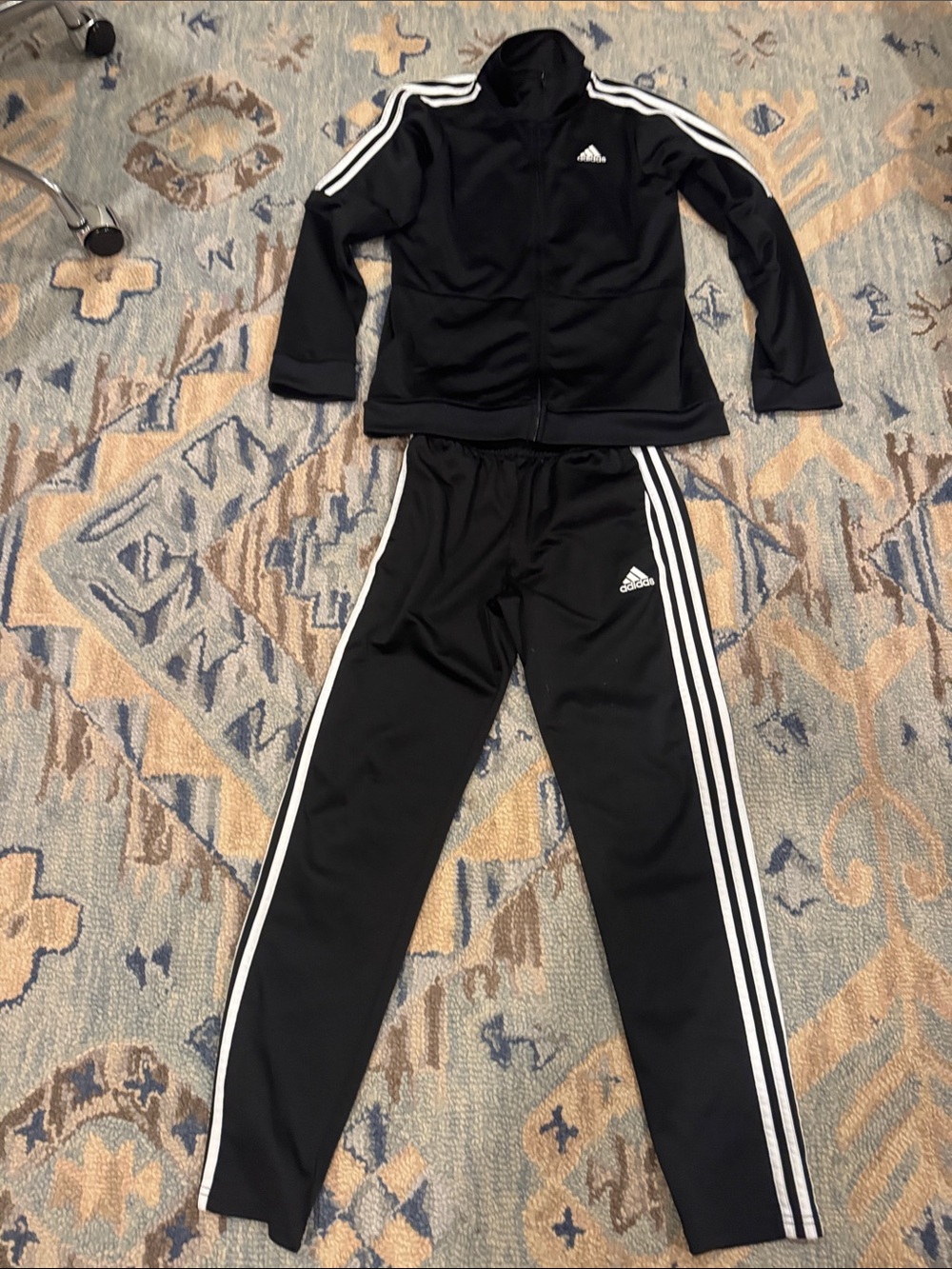 adidas Black Jogger Set with White Three-Stripes